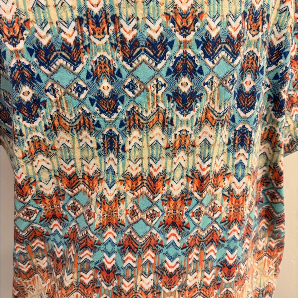 Ruby Rd. Multicolor Geometric Short Sleeve Top - Picture 2 of 7